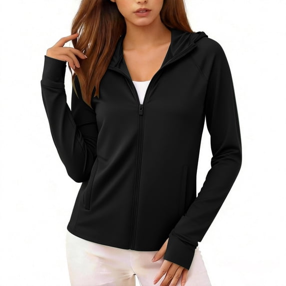 Womens Sun Protection Hoodies 2026 Trendy Summer Lightweight Zip Up Hoodie Long Sleeve Workout Hiking Tops, 2026 New Limited Time Offer