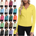 thumbnail image 1 of Womens Sun Protection Jackets Plus Size Long Sleeve Zip Up Hoodie Cinched Waist Slim Lightweight Athletic Running Rash Guard Tops S-5XL, 1 of 8
