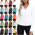 thumbnail image 1 of Womens Sun Protection Jackets Plus Size Long Sleeve Zip Up Hoodie Cinched Waist Slim Lightweight Athletic Running Rash Guard Tops S-5XL, 1 of 8