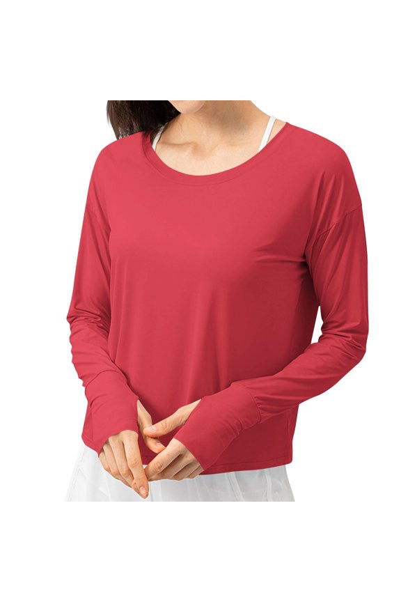 Womens Sun Protection Long Sleeve Shirts, UPF 50+ UV Rash Guard Swim Shirt, Workout Hiking Running Athletic Tops Plus Size