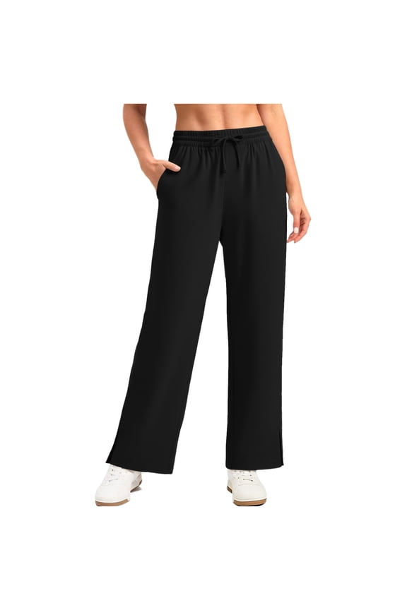 Womens Sun Protection Pants Drawstring Elastic Waist Straight Leg Trousers Lightweight Pant with Pockets UPF 50+