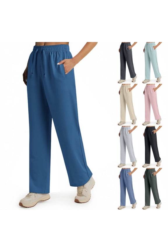Womens Sun Protection Pants Summer UPF 50+ Pants Drawstring Stretch Quick Dry Athletic Hiking Pant Travel Pant Wide Leg Trouser Blue XL