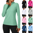 thumbnail image 1 of Womens Sun Protection Sweatshirt Standing Collar Long Sleeve Shirt Lightweight Breathable Rash Guard Hiking Workout Pullover Tops S-2XL, 1 of 6
