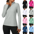 thumbnail image 1 of Womens Sun Protection Sweatshirt Standing Collar Long Sleeve Shirt Lightweight Breathable Rash Guard Hiking Workout Pullover Tops S-2XL, 1 of 6