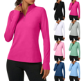 thumbnail image 1 of Womens Sun Protection Sweatshirt Standing Collar Long Sleeve Shirt Lightweight Breathable Rash Guard Hiking Workout Pullover Tops S-2XL, 1 of 6