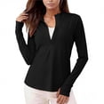 thumbnail image 1 of Womens Sun Protection Tops 1/4 Zipper Stand Collar Long Sleeve Shirts Tunic Loose Lightweight Quick Dry Athletic Swim Rash Guard Jackets, 1 of 5