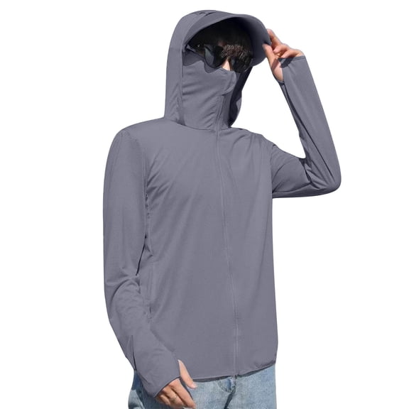 Womens Sun Shirt with Masks Uv Protection Long Sleeve Hoodie,Cadancy Sun Protection Hoodie Upf Men,Vacation Clothes Sexy Blouses Cotton,for Fishing Hunting Hiking Biking Outdoor, Gray 3X