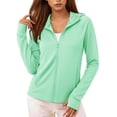 thumbnail image 1 of YSUEJPF Womens Sun Shirt Rash Guard Full Zip Long Sleeve Hoodie UPF 50+ Swim Shirts with Pockets, 1 of 6