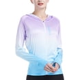 thumbnail image 1 of Womens Sun Shirts Uv Protection Long Sleeve With Thumb Hole,Sun Protection Upf Hoodie Women,Boating Fishinf Running Hiking Jacket For Women Blue Purple XL, 1 of 6