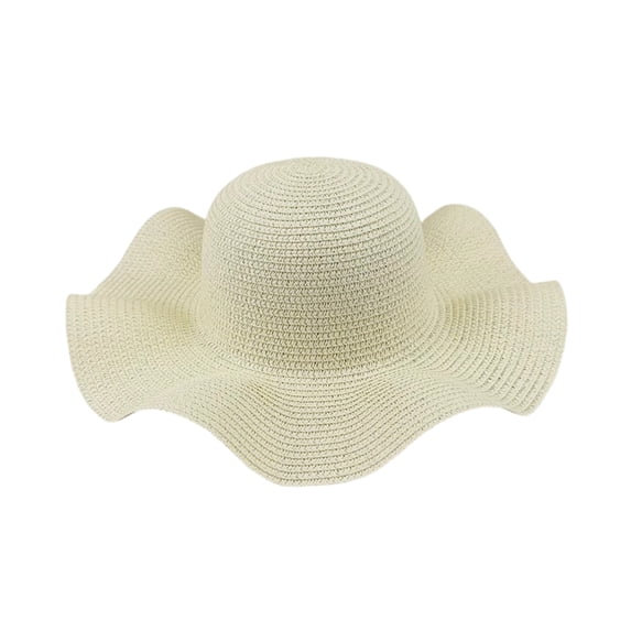 Womens Sun Straw Hat Wide Brim Summer Solid Color Fashion Vacation Protection Hat Foldable Packable Floppy Beach Hats