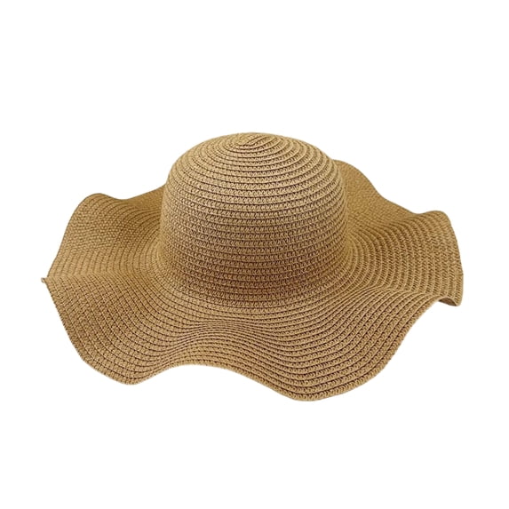 Womens Sun Straw Hat Wide Brim Summer Solid Color Fashion Vacation Protection Hat Foldable Packable Floppy Beach Hats