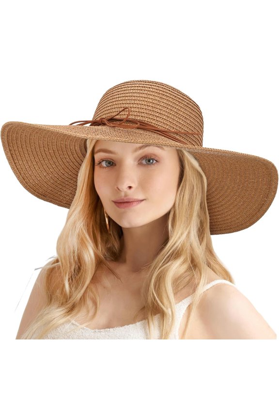 Womens Sun Straw Hat Wide Brim UPF 50 Beach Floppy Beach Hats for Women UV Protection Summer Beach Hats