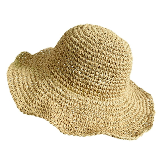 Womens Sun Straw Hat Wide Brim UPF 50 Summer Sun Hat Foldable Beach Hat
