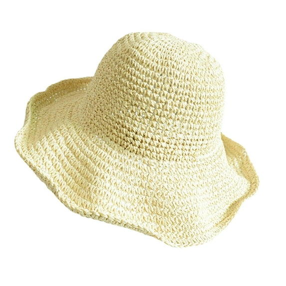 Womens Sun Straw Hat Wide Brim UPF 50 Summer Sun Hat Foldable Beach Hat