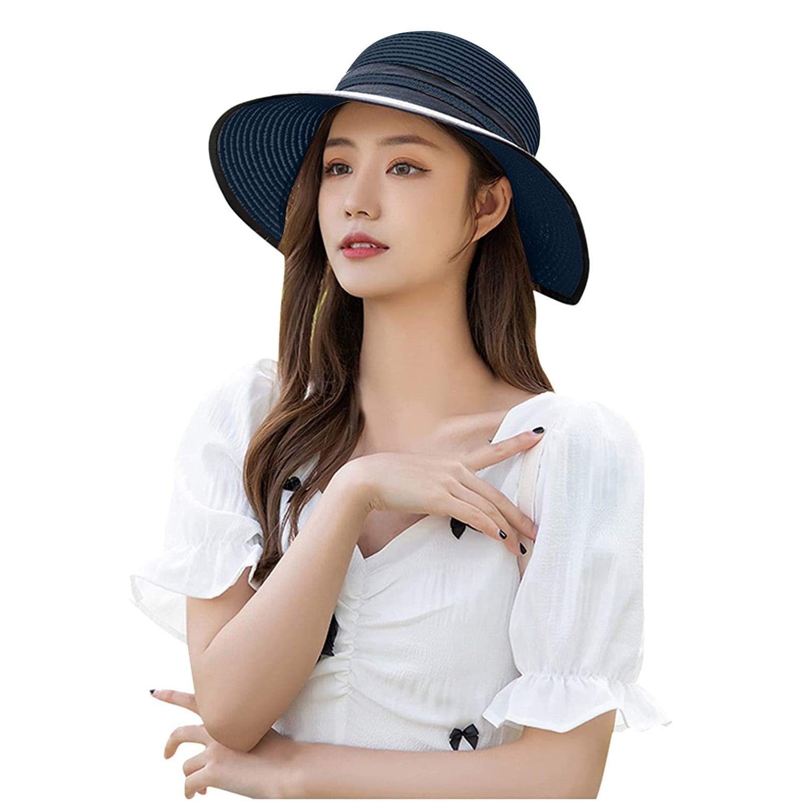 Womens Sun Visor Hat Straw Sun Visors for Women Summer Packable