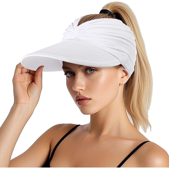 Womens Sun Visor Hat Wide Brim Summer Sun Hats UPF 50+ UV Protection Beach Hats Foldable Golf Visor for Women