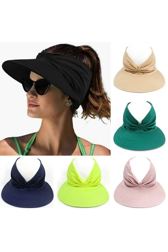Womens Sun Visor Hat Wide Brim Summer UPF 50+ UV Protection Beach Sport Cap