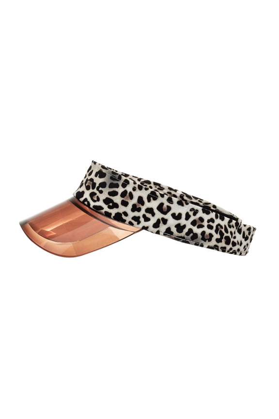 Womens Sun Visor Leopard Print Transparent Brim Uv Protection Lightweight Summer Outdoor Headwear