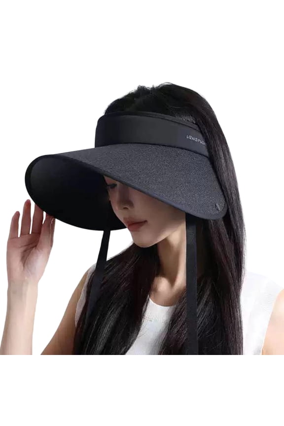 Womens Sun Visor Wide Brim Straw Hat Open Top Roll Up UV Protection Summer Beach Pool Travel Cap Visors
