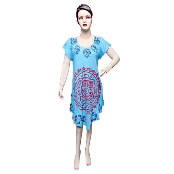 Womens Sundress Umbrella Tie Dye Print Floral Beach Resort Wear Boho