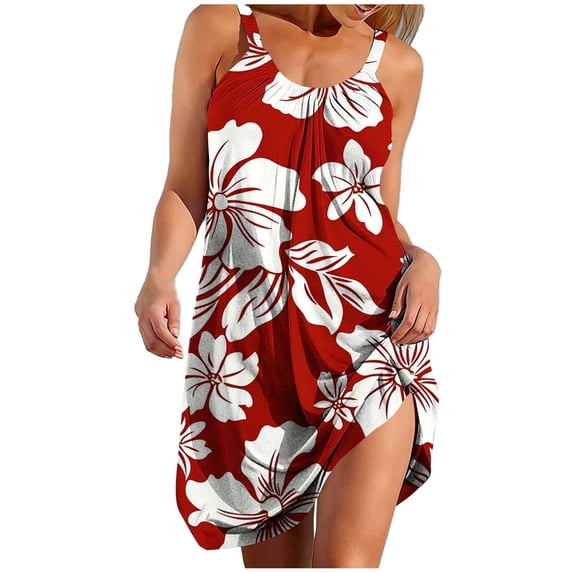Womens Sundresses Boho Floral Printed Summer Sleeveless Casual Swing Tank Beach Cover Up Mini Dress