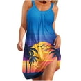 thumbnail image 1 of Womens Sundresses for Summer Casual, Women's Fashion Sexy Vintage Round Neck Sleeveless Printing Party Dresses Sleeveless Swing Dress Beach Swimsuit Cover Ups with Pockets 5 Dollars, 1 of 4