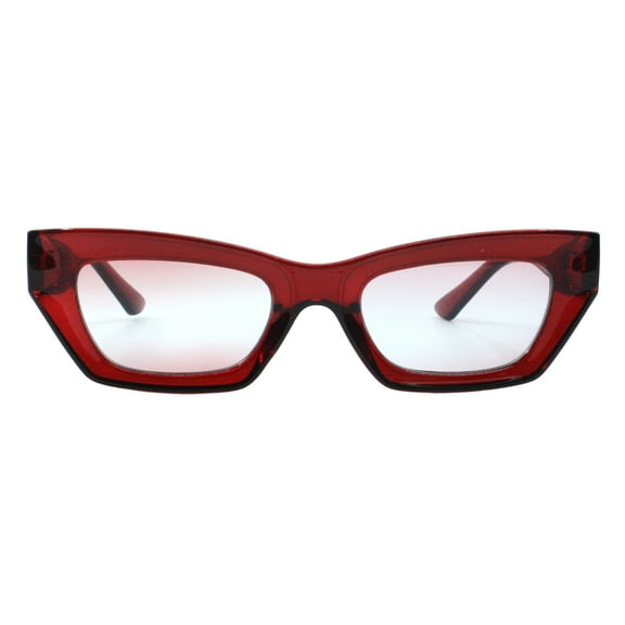 Womens Sunglasses Geometric Trapezoid Beveled Frame UV 400 Red, Red Blue