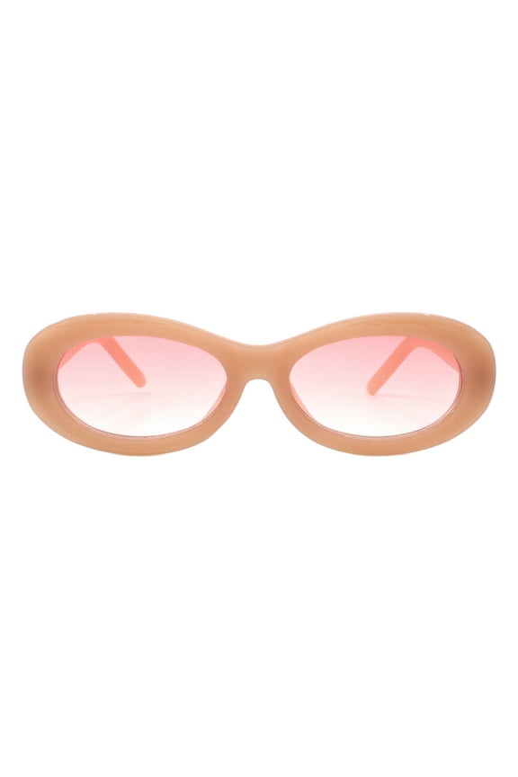 Womens Sunglasses Wide Oval Shape Retro Fashion UV 400 Peach, Pink