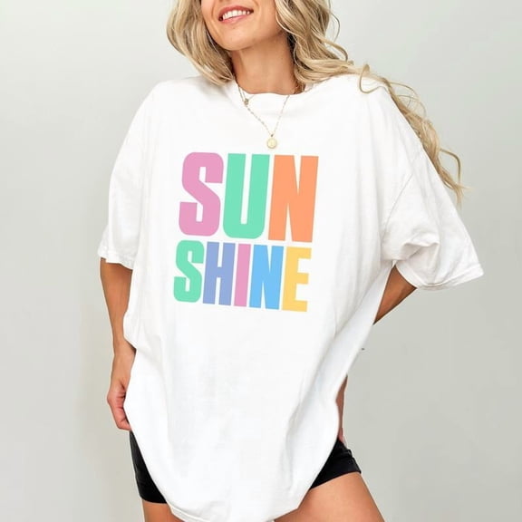 Womens Sunshine Graphic Tees Vibrant Positive - Themed Print T - shirts Comfortable Short Sleeve Casual Daily Wear Tops Perfect For Optimism Enthusiasts