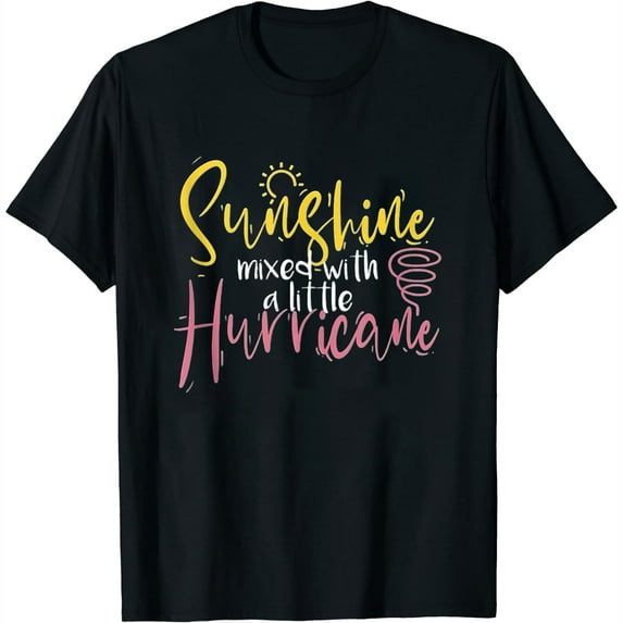 Womens Sunshine Mixed With A Little Hurricane Positive Vibes T Shirt Black Small