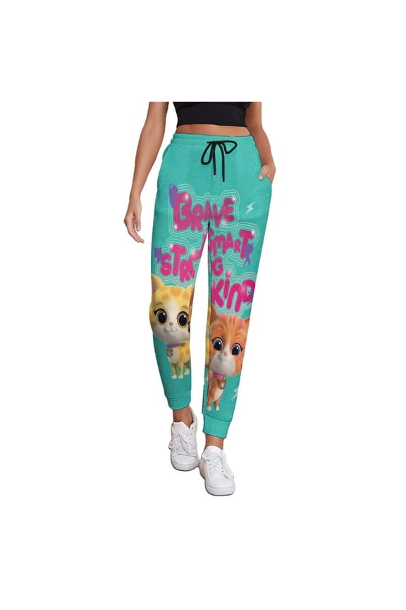 Womens Super Anime Kitty Sweatpants with Pockets Elastic Waist Soft Leggings Sweatpants Workout Pants