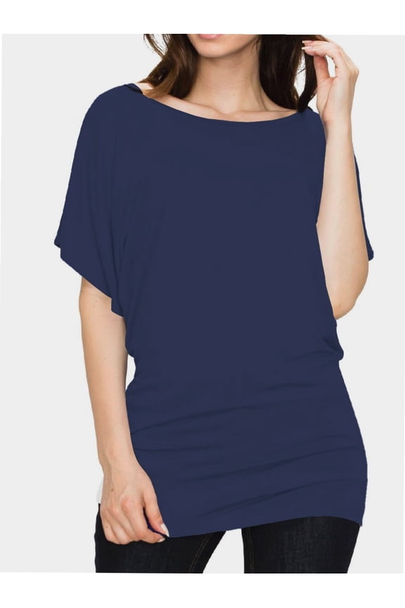 Womens Super Comfy Boat Neck Dolman Top Shirt