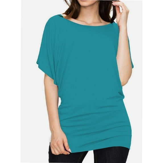 Womens Super Comfy Boat Neck Dolman Top Shirt