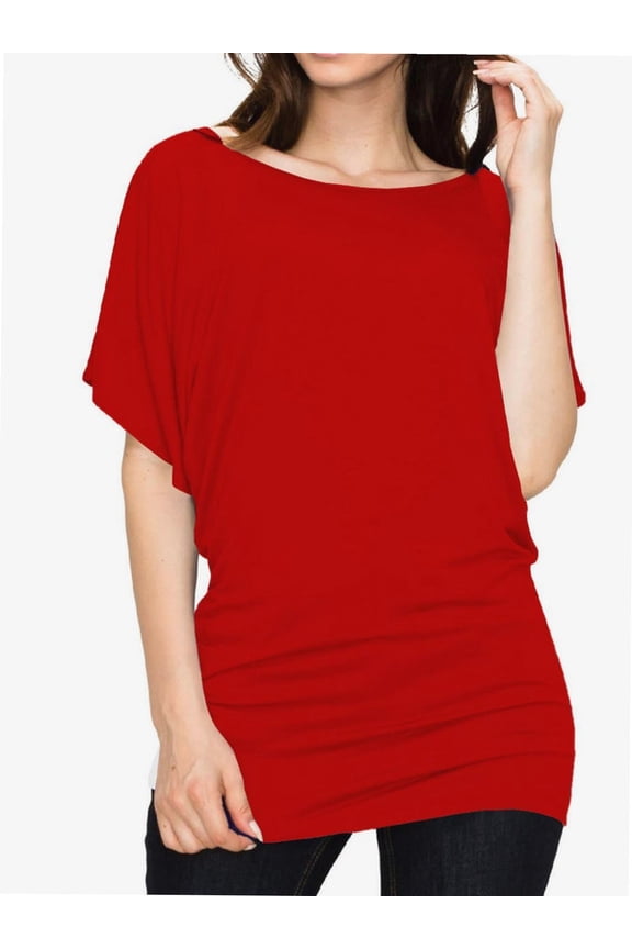 Womens Super Comfy Boat Neck Dolman Top Shirt