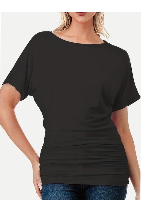 Womens Super Comfy Boat Neck Dolman Top Shirt