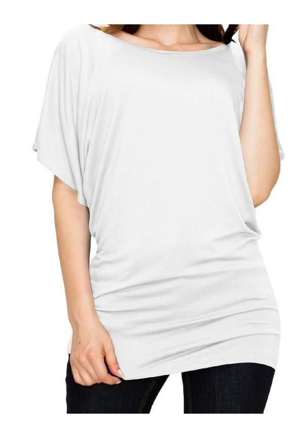 Womens Super Comfy Boat Neck Dolman Top Shirt