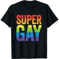 thumbnail image 1 of Womens Super Gay T Shirt - Lgbt Pride Rainbow Flag Gay Lesbian T-Shirt Black Medium, 1 of 5