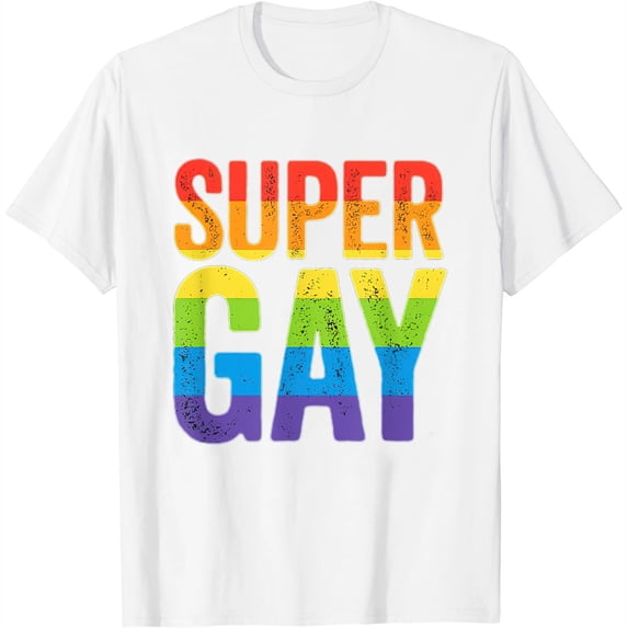 Womens Super Gay T Shirt - Lgbt Pride Rainbow Flag Gay Lesbian T-Shirt White 3X-Large