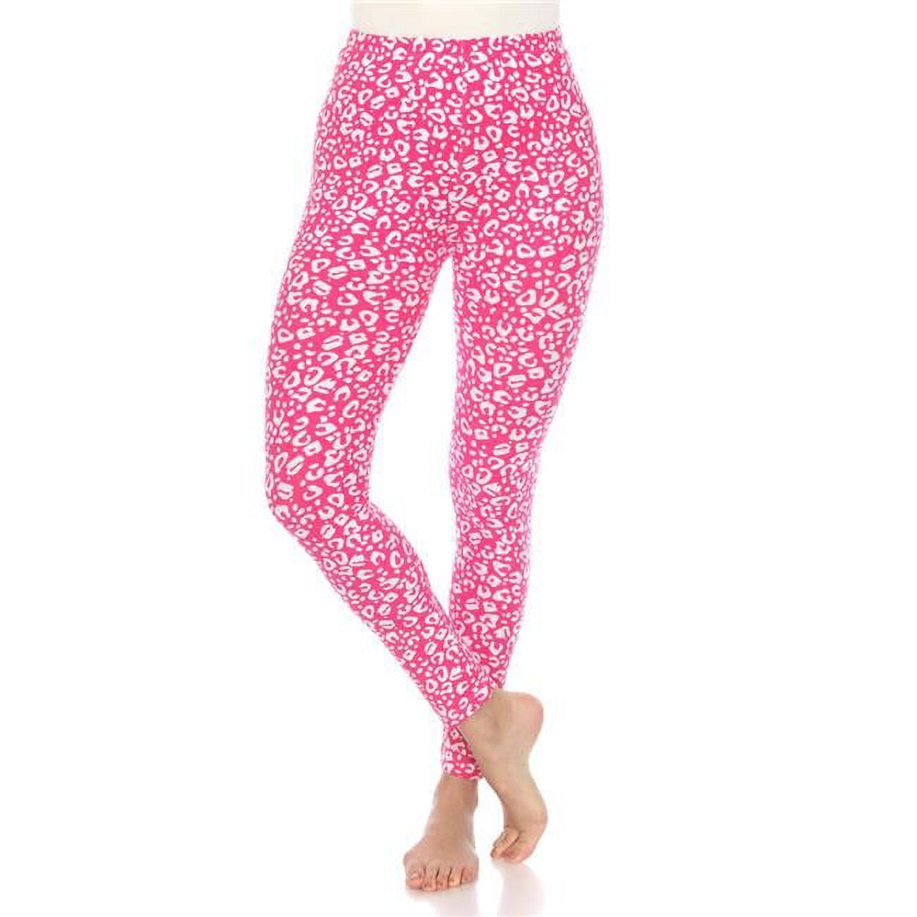 Womens Super Soft Leopard Printed Leggings Pink One Size Fits Most