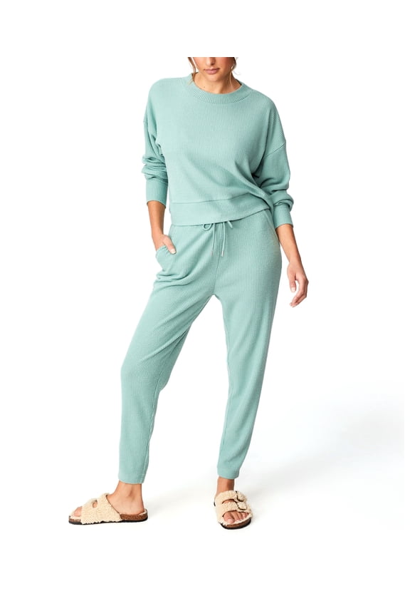 Womens Super Soft Slim Cuff Pant smoke green marle rib XL