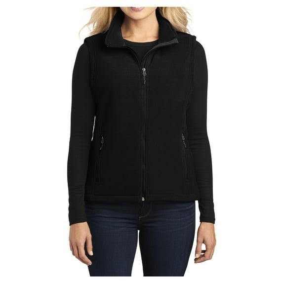 Womens Super Soft Value Polyester Fleece Vest Black Small