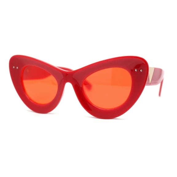 Womens Super Thick Exaggerated Oversize Cat Eye Sunglasses All Red