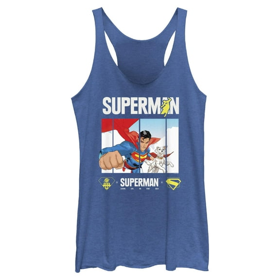 Womens Superman Best Friends Panel Racerback Tank