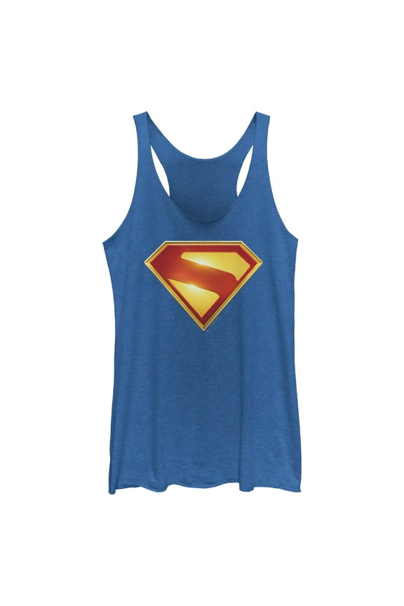 Womens Superman Classic Letter Logo Racerback Tank