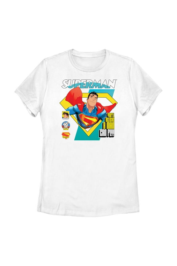 Womens Superman Flying Hero T Shirt