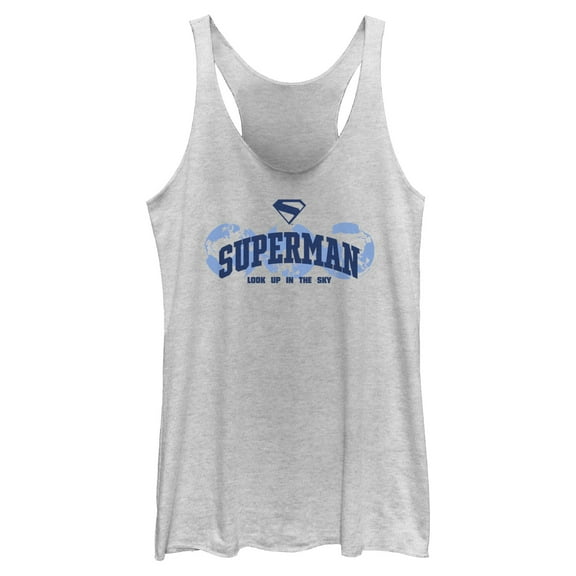 Womens Superman Look Up in the Sky World Racerback Tank