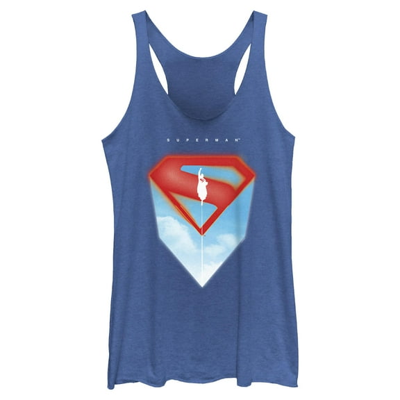 Womens Superman Sky Logo Racerback Tank