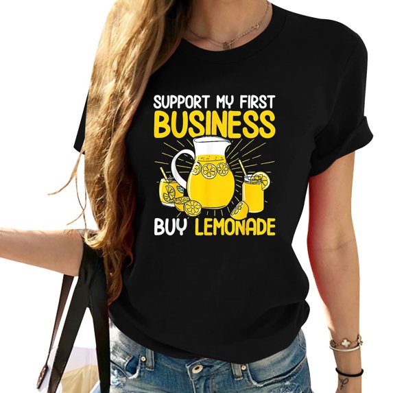 Womens Support My First Business Buy Lemonade Lemonade Stand Citrus T-Shirt Black 2XL