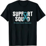 Womens Support Squad Ovarian Cancer Awareness T-Shirt Black Small