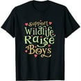 thumbnail image 1 of Womens Support Wildlife Raise Boys T-Shirt Black X-Large, 1 of 5